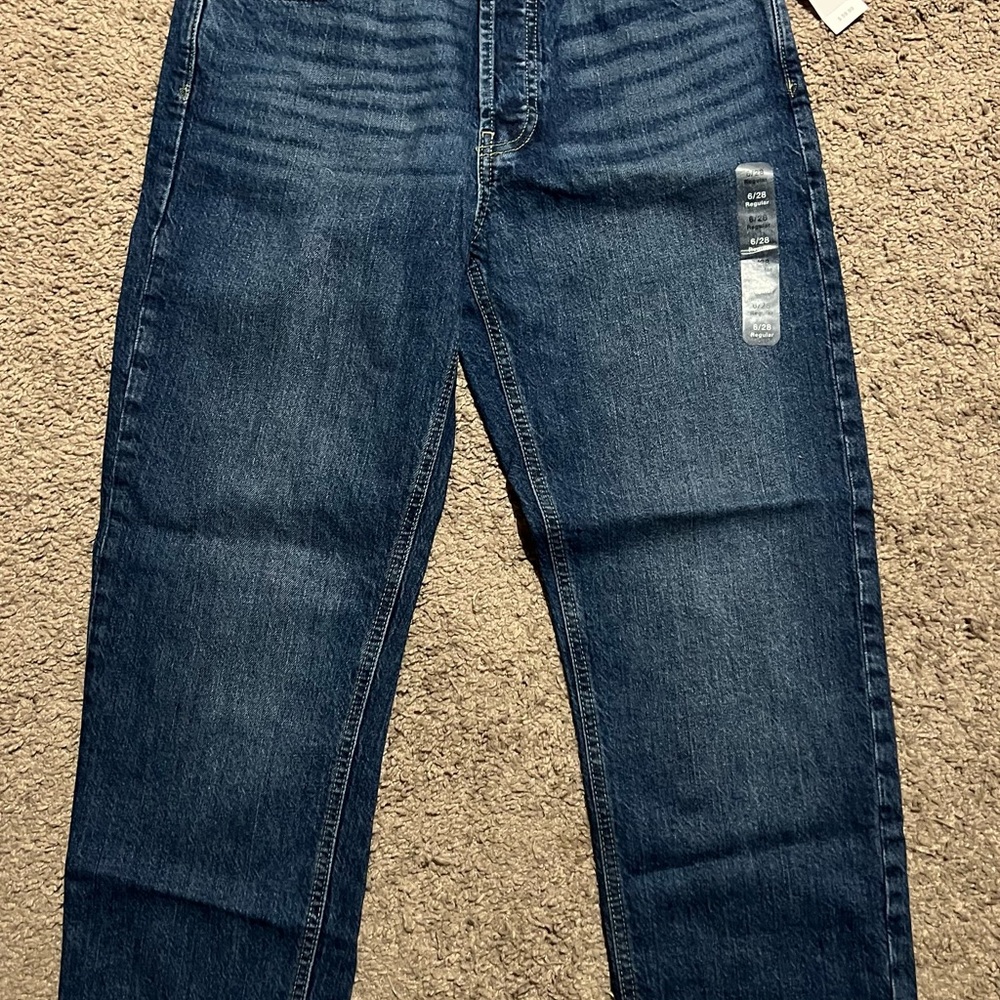 GAP Women's High Rise Cheeky Straight Jeans in Dark Blue